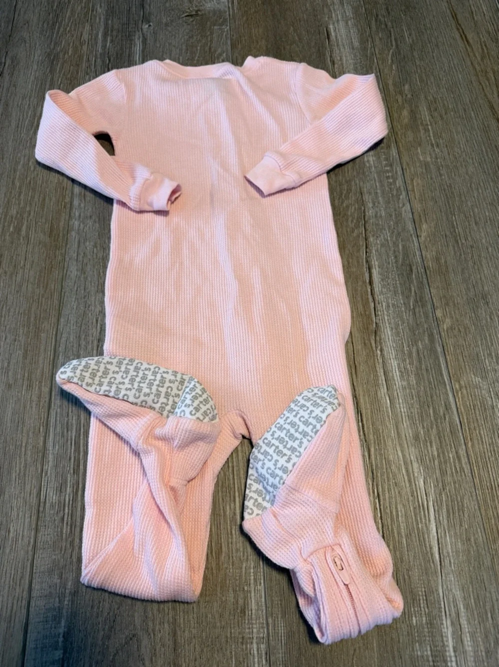 Carter's Light Pink Ribbed Footed One-Piece Sleeper